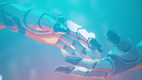Robot hands almost touching, concept of AI advancement, future technology, robot Stock Footage 272172247