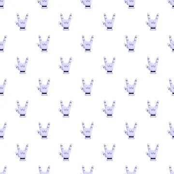 Robot hands making rock and roll devil horn gesture repeating pattern Stock Illustration