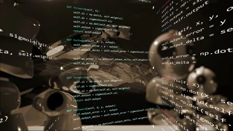Robot Hands Typing Virual Hud Interface Keyboard Writing Programming Language Co Stock Footage 234128293