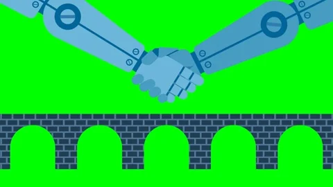 Robot handshake connecting with modern technology. Robot handshake connecting Stock Footage 315204617