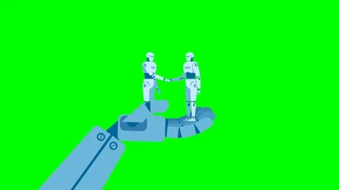Robot handshake connecting. Robot handshake connecting with modern technology Stock Footage 327865099
