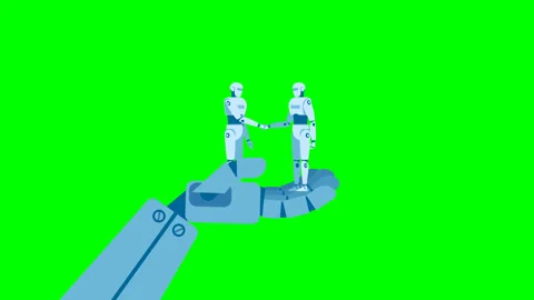 Robot handshake connecting. Robot handshake connecting with modern technology Stock Footage 328663635