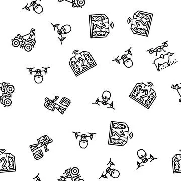 Robot harvests automation seamless pattern vector Stock Illustration