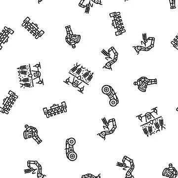 Robot harvests automation seamless pattern vector Stock Illustration