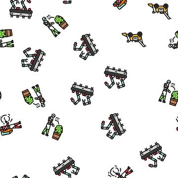 Robot harvests automation seamless pattern vector Illustrazione stock