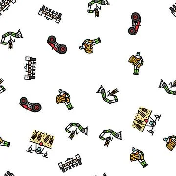 Robot harvests automation seamless pattern vector Stock Illustration