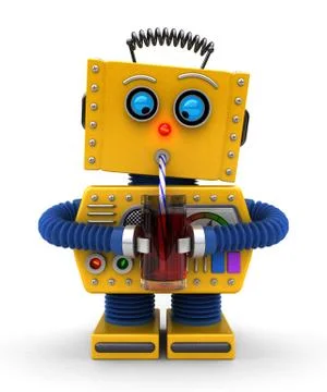 Robot having a drink Stock Illustration