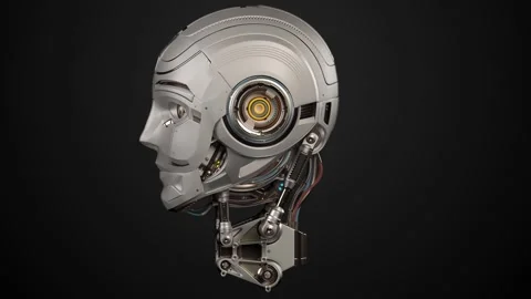 ROBOT HEAD 3 TURNAROUND Stock Footage 252436149