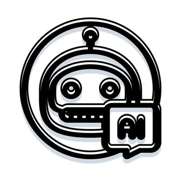 Robot head with ai chat communication icon Illustrazione stock