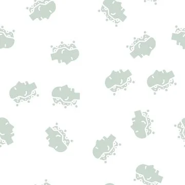 Robot head artificial intelligence glyph vector seamless pattern Stock Illustration