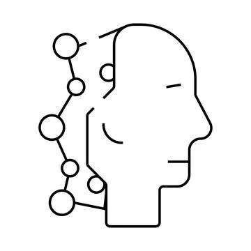 Robot head artificial intelligence line icon vector illustration Stock Illustration