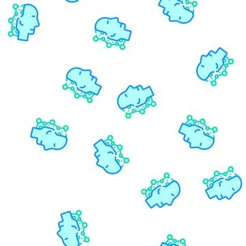 Robot head artificial intelligence vector seamless pattern Illustrazione stock