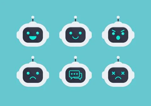 Robot head avatar emotion set Stock Illustration