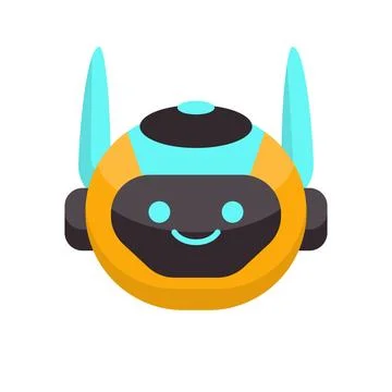 Robot Head Avatar Vector Design. Cartoon Robot Head Icon Stock Illustration