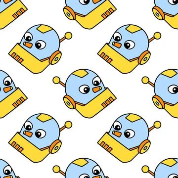 Robot head blossom seamless pattern textile print. repeat pattern background  스톡 일러스트