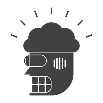 Robot Head with Brain Icon Stock Illustration