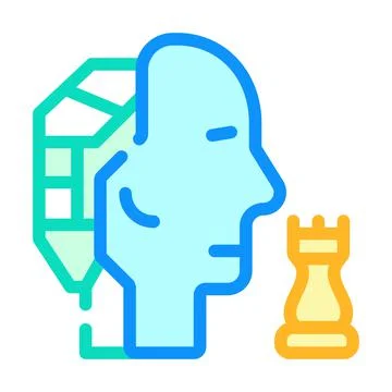 Robot head brain play chess color icon vector illustration Stock Illustration