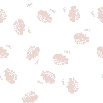 Robot head brain play chess glyph vector seamless pattern Stock Illustration