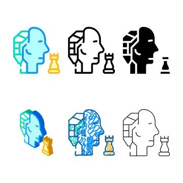 Robot head brain play chess set color icon vector Illustrazione stock