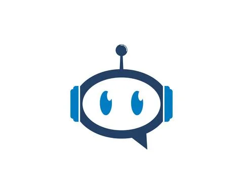 Robot head with bubble chat shape logo Stock Illustration