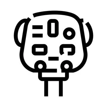 Robot head contemplating artificial intelligence technology icon Illustration