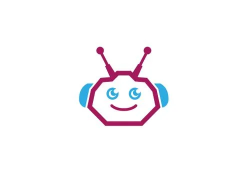 Robot head, cyborg or android logo Stock Illustration