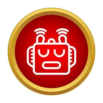 Robot head icon broadcasting signals in red circle Stock Illustration