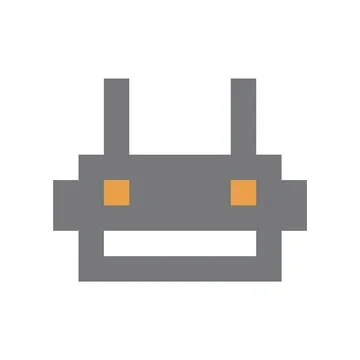 Robot head icon, pixel art, digital drawing, retro style. Symbol of algorithm Stock Illustration
