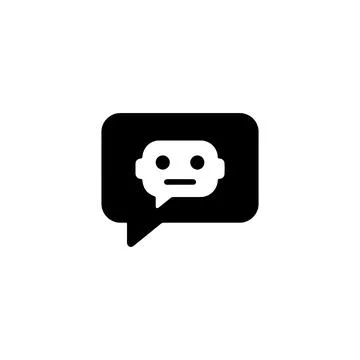 Robot head inside a speech bubble icon for artificial intelligence 库存插图
