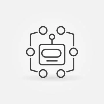 Robot head line icon. Vector machine learning symbol Illustrazione stock
