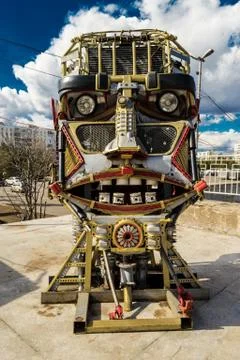 Robot Head Made from Assorted Junk Metal Stock Photos
