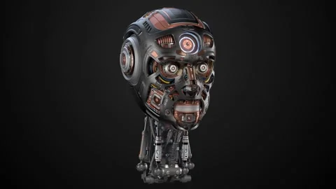 ROBOT HEAD MASKED-2 TURNAROUND Stock Footage 252436823