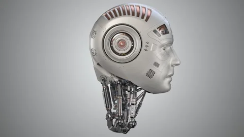 ROBOT HEAD MASKED TURNAROUND Video stock 253021663
