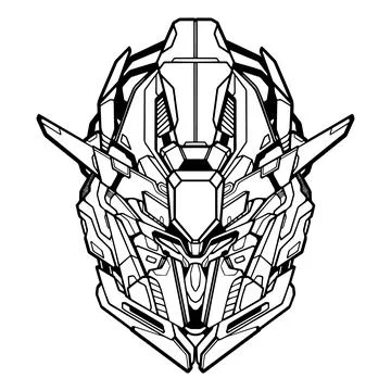 Robot head mech Иллюстрация