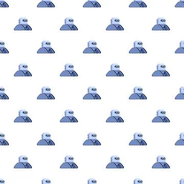 Robot head pattern seamless repeating blue background texture Stock Illustration