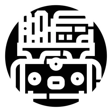 Robot head processing artificial intelligence data icon Stock Illustration