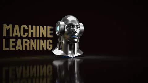 The robot head for sci and technology or machine learning content 3d renderin Stock Illustration