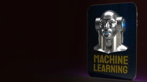 The robot head for sci and technology or machine learning content 3d renderin Stock Illustration