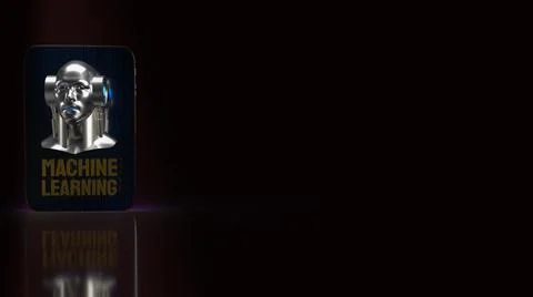 The robot head for sci and technology or machine learning content 3d renderin Stock Illustration