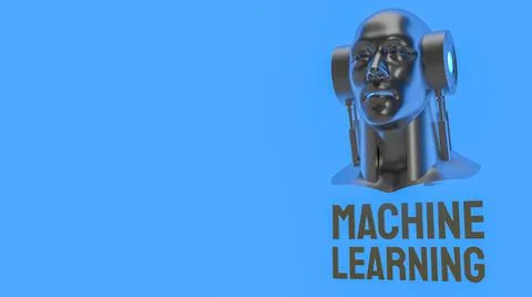 The robot head for sci and technology or machine learning content 3d renderin Stock Illustration