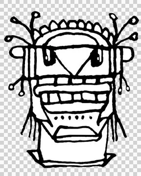 Robot head sketchy hand drawing black and white isolated illustration Stock Illustration