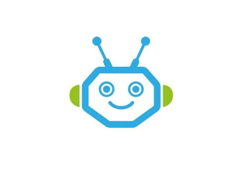 Robot head with smile face for logo design Stock Illustration