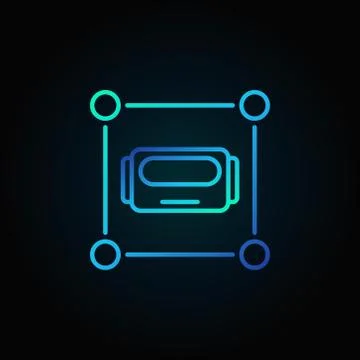 Robot head in square vector blue icon or logo element Illustrazione stock