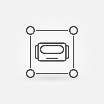 Robot head in square vector icon or symbol in thin line style Illustrazione stock