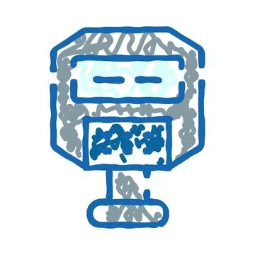 Robot head technology doodle icon concept for ai 스톡 일러스트