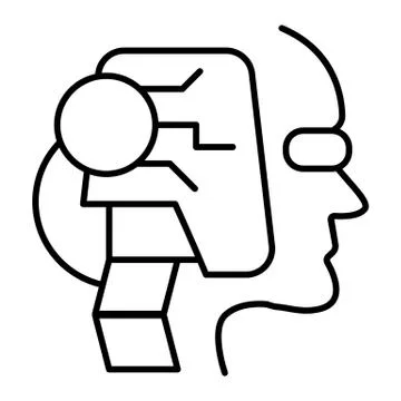 Robot head thin line icon. Face of android vector illustration isolated on white Stock Illustration