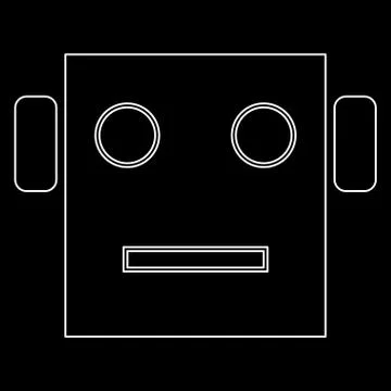 Robot head white color path  icon . Stock Illustration