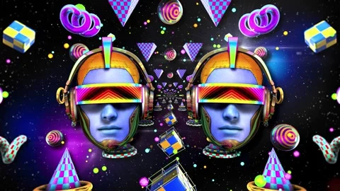 Robot Heads Journey Background Stock Footage 343601371