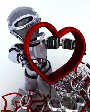 Robot with heart charm Illustrazione stock