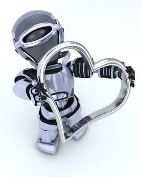 Robot with heart charm Stock Illustration